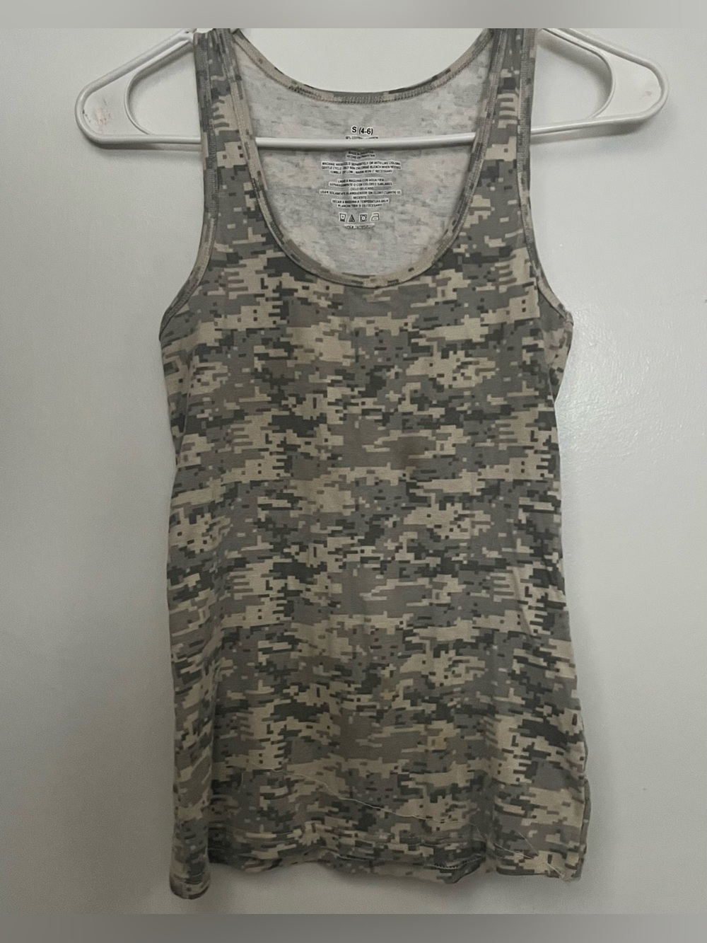 Small woman’s Camo Tank Top in Green and Tan